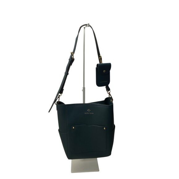 Nanette Lepore Monty Bucket Vegan Leather Structured Handbag Purse Womens Green - Picture 2 of 9